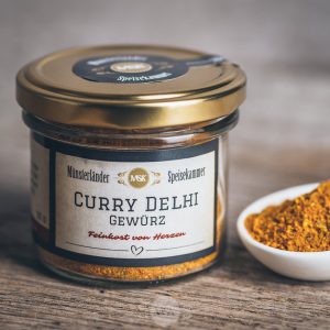Glas Curry Delhi Gewürz von der Münsterländer Speisekammer